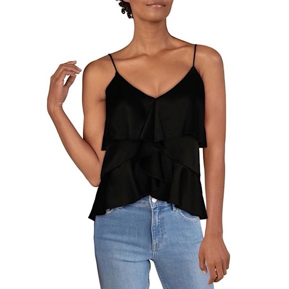 COPY - Alice & Olivia Katherine Black Silk Ruffle Cropped Cami Top –– NWT - Picture 4 of 16